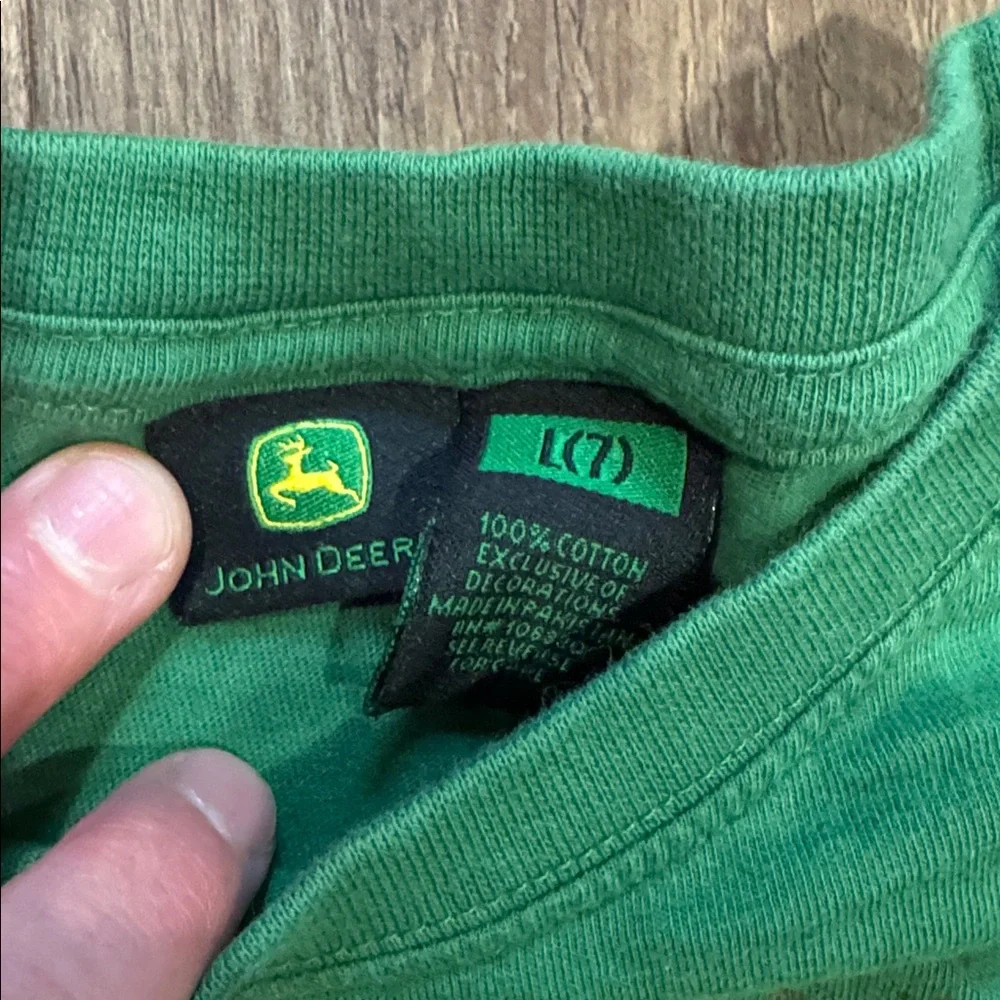 John Deere Boys Green Camo Long Sleeve Shirt Size 7 Tractor Farm